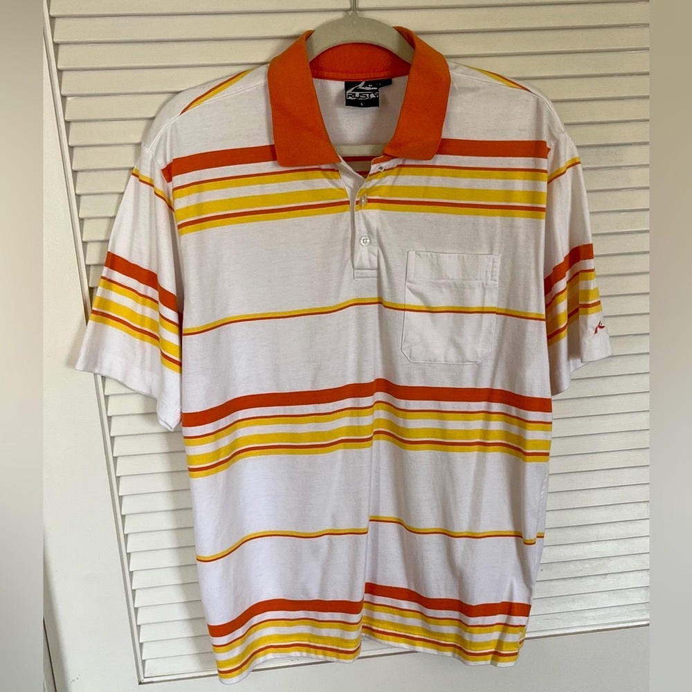Men’s Retro Rusty Polo Shirt Vintage Size Large